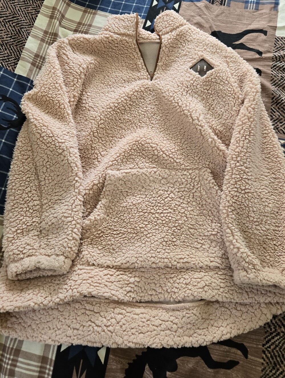 Womens Cozy Sherpa Pullover Jacket - Pale Pink